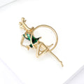 Gold Green Enamel Rhythmic Gymnast Hoop Brooch Pin view 3