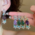 Crystal Enamel Teardrop Earrings Statement Necklaces view 4