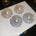Crystal Halo Pearl Statement Stud Earrings Fashion Jewelry view 2