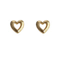 Gold Tone Open Heart Hollow Stud Earrings Polished Metal view 5