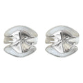 Silver Matte Folded Dimensional Flower Stud Earrings view 5