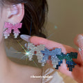 Crystal Bow Statement Stud Earrings in Five Colors view 2