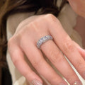 Silver Open Dome Ring Paved Clear and Purple Stones view 4