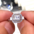 Silver Tone Square Stone Double Halo Statement Ring view 2