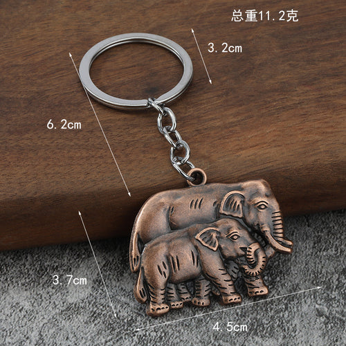 3D Elephant and Pixiu Zinc Alloy Keychain Pendant Gift