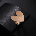 Brushed Gold Heart Stretch Ring Large Flat Face Band view 6