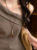 Brown Geometric Pendant Long Necklaces in Six Designs view 6