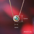 Gold Round Green Cabochon Pendant Necklace with CZ Halo view 4