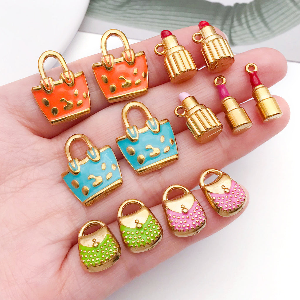 Stainless Steel Colorful Lipstick Charm Pendant for Bracelet Necklace Keychain DIY