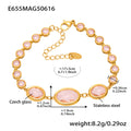 Gold Czech Glass Oval Bezel Link Bracelets Multi Color view 7