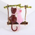 Two Cats on a Swing Enamel Brooch Decorative Metal Pin view 3
