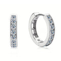 Channel-Set Square Clear Stone Hoop Earrings In Two Metal Tones view 5