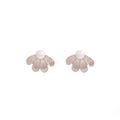 Gray Translucent Petal Fan Pearl Look Stud Earrings view 5