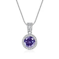 Round Crystal Halo Silver Tone Necklaces Polished Jewelry Accessory view 2