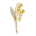 Crystal Grain Spray Brooch Gold Stem Four Color Stones view 5