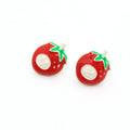Red Strawberry Novelty Stud Earrings with White Face Detail view 5