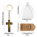 Dark Wood Crucifix Split Ring Keychain and Attached Hardware view 2