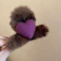Brown Fur Heart Claw Clips Felt Centers Four Colors view 6