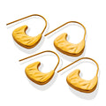 Gold Steel Crescent Bag Shape Textured Hoop Earrings view 5