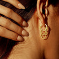 Double Chain Drop Hoop Earrings Gold And Silver Tone view 1