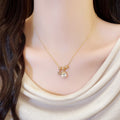 Gold Tone Double Crystal Flower Pendant Chain Necklace view 1