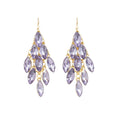 Purple Crystal Chandelier Hook Earrings with Reflective Details view 5