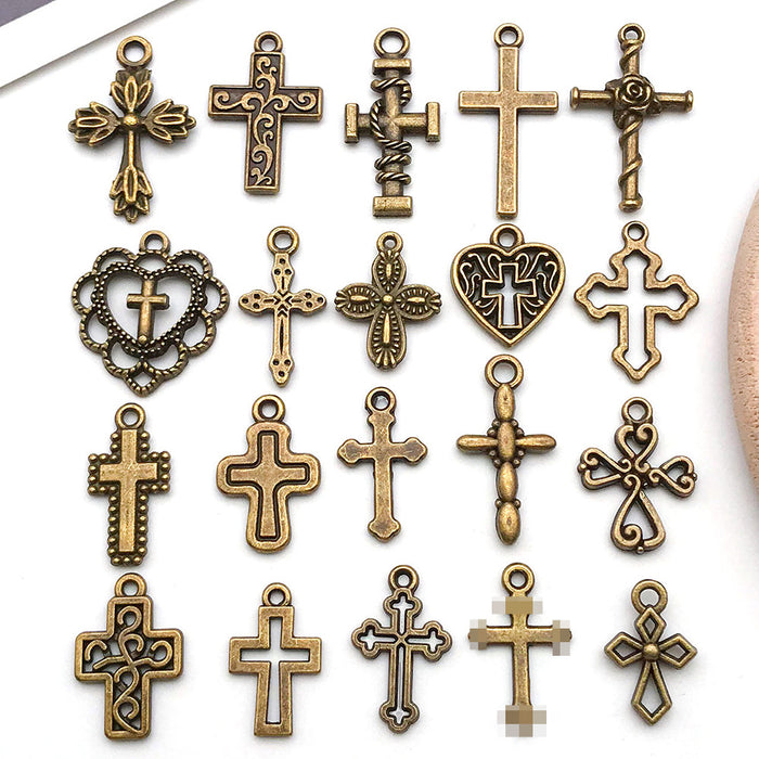 Gold-Tone Cross Metal Charms with 26 Listed Options