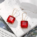 Square Asscher Cut Crystal Dangle Earrings Gold Hooks 5 Colors view 4