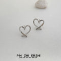 Open Wire Heart Outline Stud Earrings Two Finishes view 7
