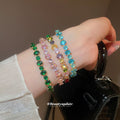 Gold Adjustable Oval Crystal Slider Chain Bracelets view 3