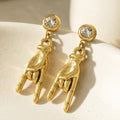 Rock Hand Gesture Zircon Stud Drop Earrings Gold Steel view 2