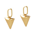 Brushed Triangular Drop Hoop Earrings In Two Finishes view 5