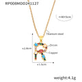 Multicolor Zircon Letter Pendant Necklace On Gold Tone Chain view 8