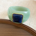 Acrylic Wide Bangle with Square Gold-Framed Cabochon view 3