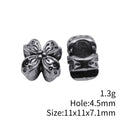 Antique Silver Four Petal Floral Large Hole Barrel Bead view 3