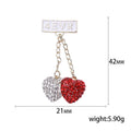 Two Heart Rhinestone Chain Brooch Decorative Lapel Pin view 5