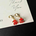 Red Rose Enamel Charm with Gold Tone Lobster Clasp view 1