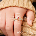 Red Oval Double-Halo Wide Ring In Polished Gold Tone view 4