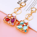 Jeweled Mini Handbag Keychains in Blue and Purple with Braided and Plain Loops view 3
