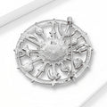 Zodiac Wheel And Sun Face Brooch In Gold And Silver Tones view 3