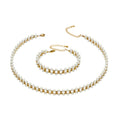 Double Row Pearl Necklace and Bracelet Collection Set view 5