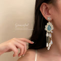 Pearl and Crystal Heart Stud Earrings Fashion Jewelry Accessories view 2