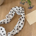 Polka Dot Skinny Neck Scarf With Fabric Rosette Accent view 6