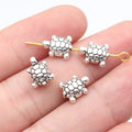 9.7x7.7x4.5mm 0.78g Antique Silver Zinc Alloy Turtle Small Hole Double Sided Beads for Bracelet Necklace DIY Making