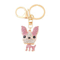 Rhinestone French Bulldog Puppy Metal Keychain Gold view 5