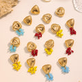 Glass Cluster Drop and Sculptural Stud Earrings in Gold Tone view 4