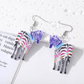 Silver Tone Colorful Zebra Acrylic Hook Earrings in Three Designs view 3