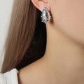 Teardrop Stud Earrings With Rhinestones Or Pearls Gold Steel view 8