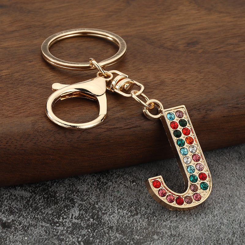 Colorful Rhinestone Letter Keychain Alphabet Bag Charm for Initials