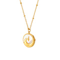 Phoenix Circle Pendant Necklace With White Seashell Inlay view 5